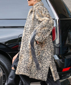 Rihanna Leopard Print Faux Fur Coat - Rihanna Leopard Print Faux Fur Coat - Size View2