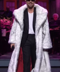 Ryan Gosling White Fur Coat - SNL Ryan Gosling White Fur Coat Ryan Gosling Fur Coat - Front View