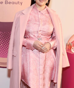 Selena Gomez Rare Beauty Pink Trench Coat - Rare Beauty Selena Gomez Pink Coat - Front View3