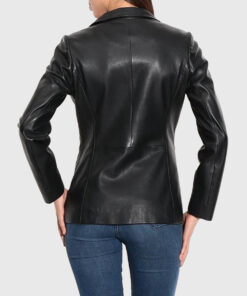 Stephnie Black Leather Blazer - Back View