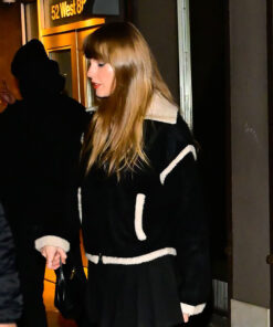 Taylor Swift Grizzly Bomber Jacket - Taylor Swift Guest in Residence Grizzly Bomber Jacket - Front View