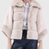 Tessa Women's White Real Rex Rabbit Fur Jacket - White Real Rex Rabbit Fur Jacket For Women - Open Front view