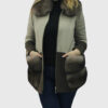 Ulyssa Women's Brown Trim Real Fox Fur Coat - Brown Trim Real Fox Fur Coat For Women - Front View
