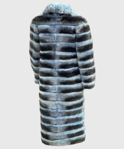 Una Women's Black Real Rex Rabbit Fur Coat - Black Real Rex Rabbit Fur Coat For Women - Back View