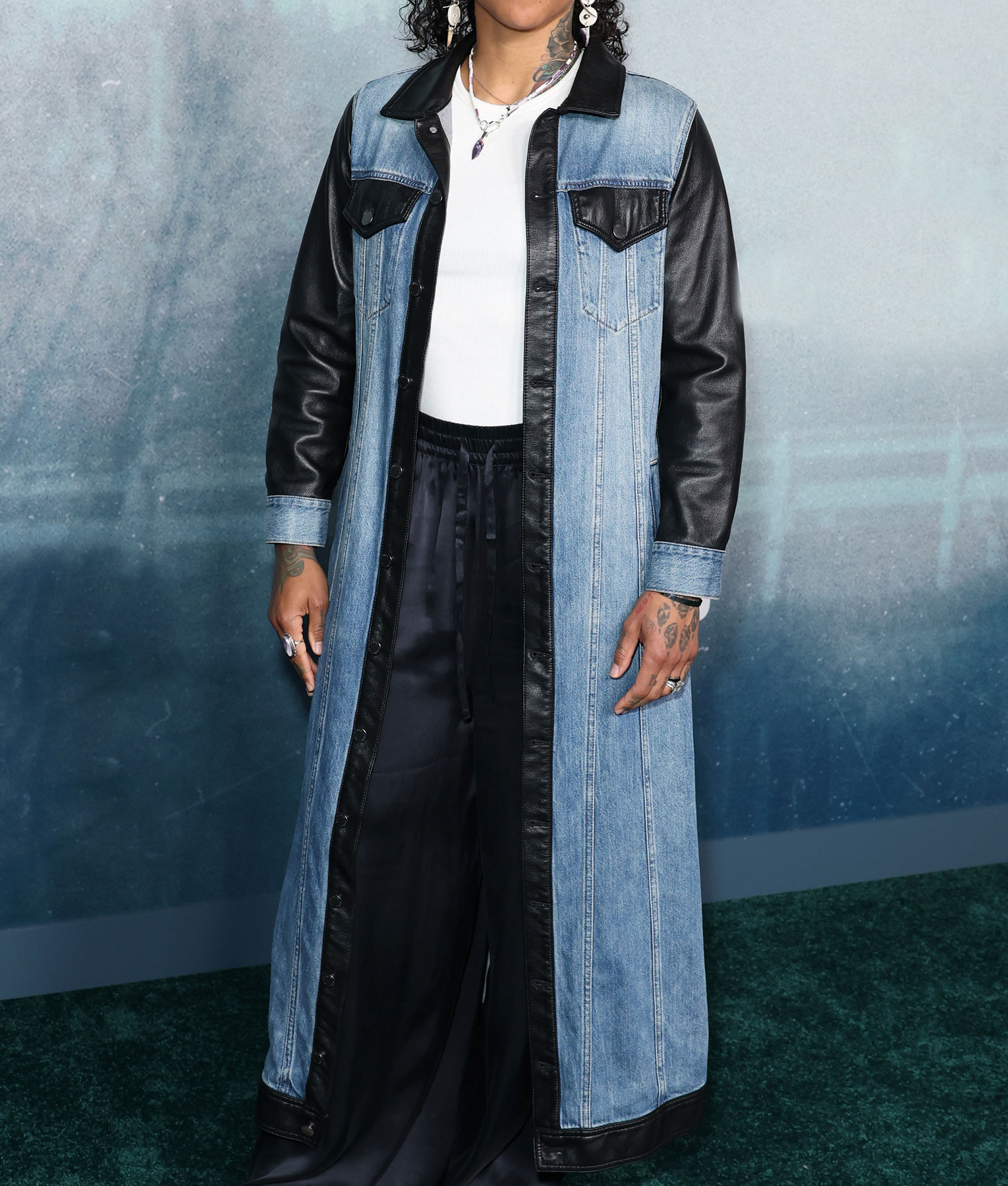 Under The Bridge Premiere Kali Reis Denim Long Coat - Under The Bridge Premiere Kali Reis Denim Long Coat for Sale - Front View2