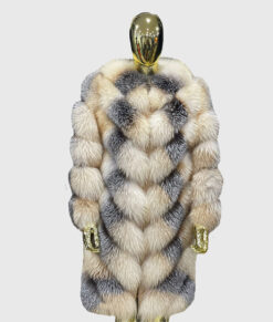 Velour Women's Real Fox Fur Coat - Real Fox Fur Coat For Women - Front View