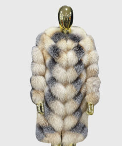 Velour Women's Real Fox Fur Coat - Real Fox Fur Coat For Women - Front View