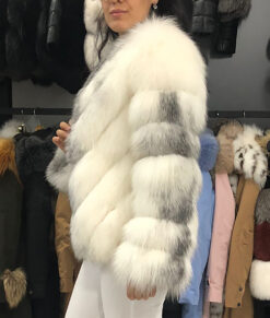 Yelena Women's White Real Fox Fur Jacket | NYC Jackets