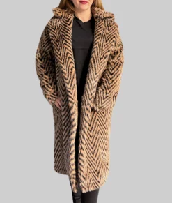 Big Mood Nicola Coughlan Tiger Print Coat-Front View