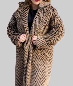 Big Mood Nicola Coughlan Tiger Print Coat-Front View