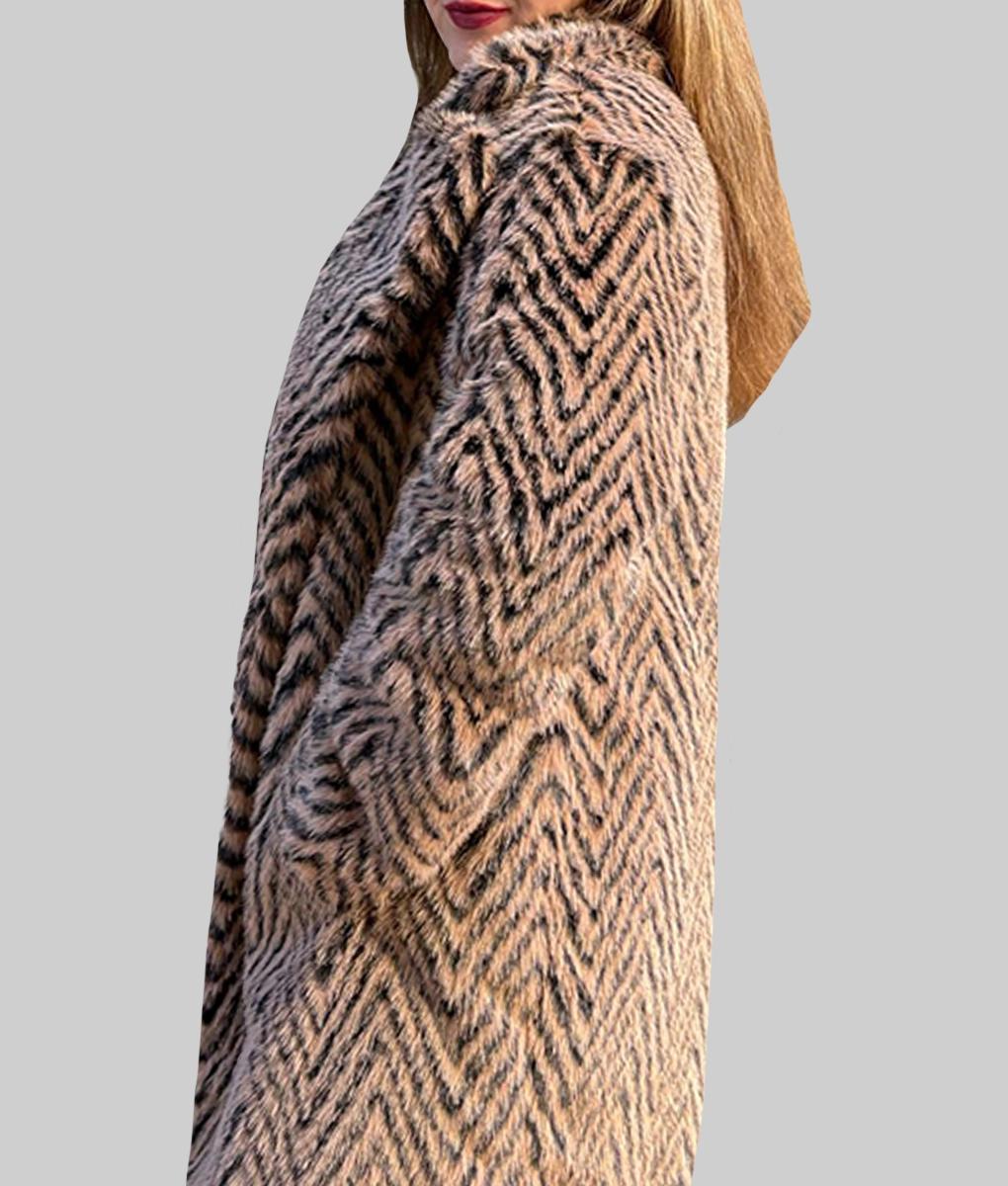 Big Mood Nicola Coughlan Tiger Print Coat-Side View
