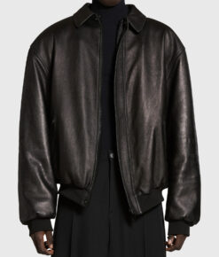 Justin Bieber Black Oversized Leather Jacket - Justin Bieber Black Oversized Leather Jacket - Front VIew2