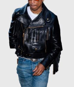Pharrell Williams Black Fringe Leather Jacket