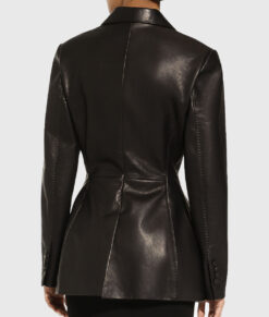 Rihanna Black Leather Blazer - Rihanna Black Leather Blazer - Back VIew