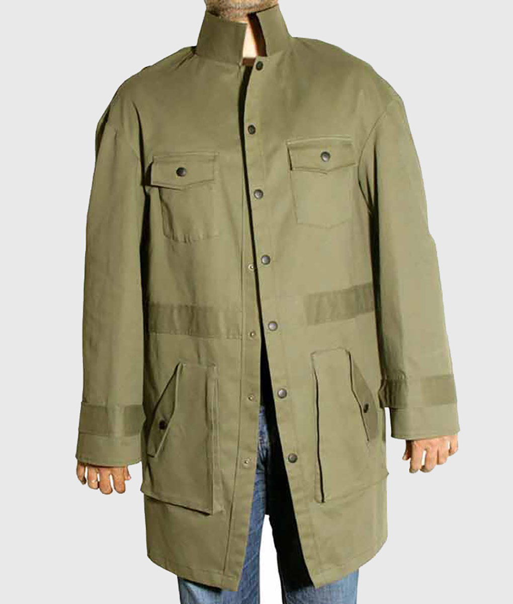 Spider Man Into The Spider Verse Peter B Parker Coat - Spider Man Into The Spider Verse Peter B Parker Green Cotton Coat - Front View