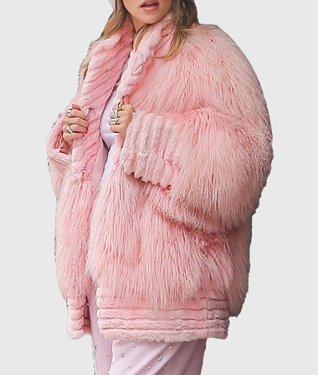 Suki Waterhouse Pink Fur Jacket NYC Jackets