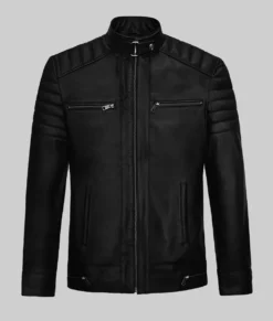 Andrew Tate Black Biker Leather Jacket - Andrew Tate Black Leather Jacket - Front View