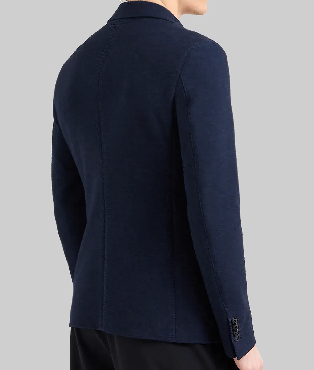 Andrew Tate Blue Wool Blazer - Andrew Tate Blue Wool Blazer For Men - Back View