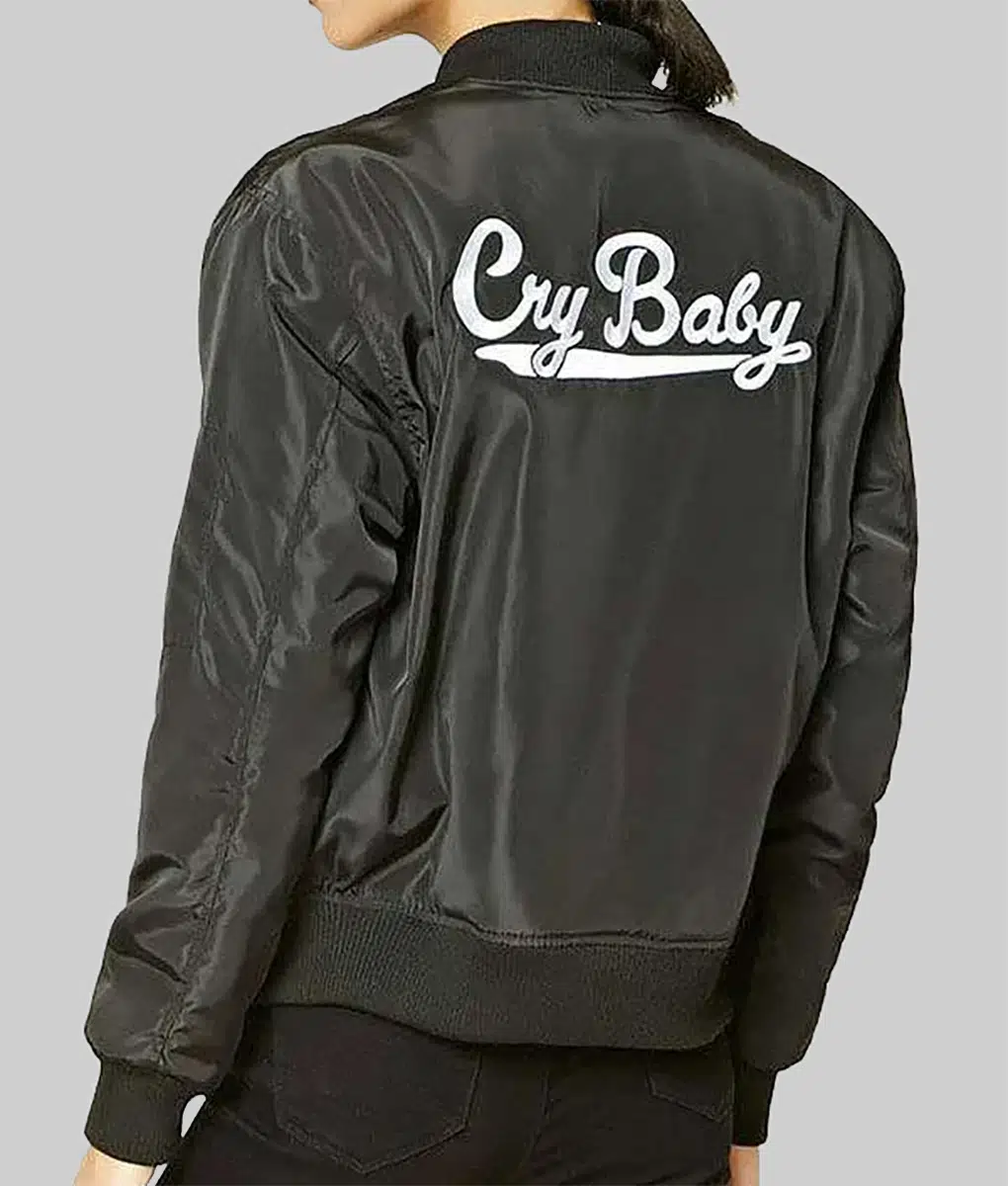 Johnny Depp Cry Baby Black Bomber Jacket - Johnny Depp Cry Baby Black Satin Bomber Jacket - Back View