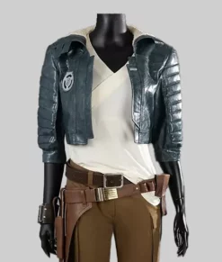 Star Wars Outlaws Kay Vess Blue Cropped Jacket - Star Wars Outlaws Kay Vess Cropped Jacket - Front View