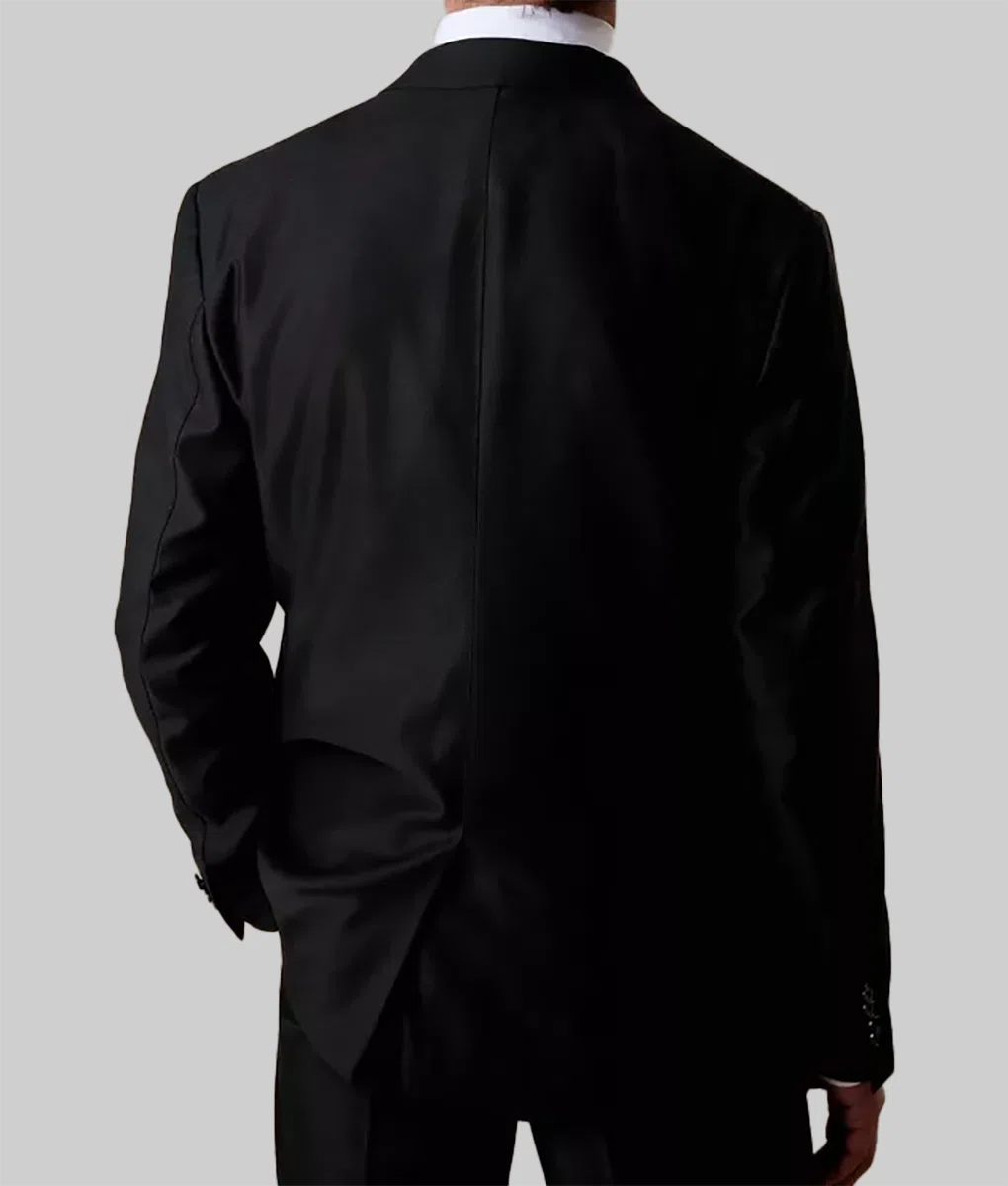 Tate Tristan Black Blazer - Tate Tristan Black Blazer For Men - Back View