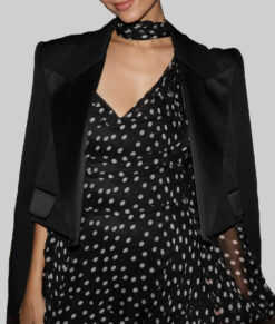 Victoria Justice Black Cropped Blazer - Victoria Justice Womens Black Cropped Blazer - Front VIew3