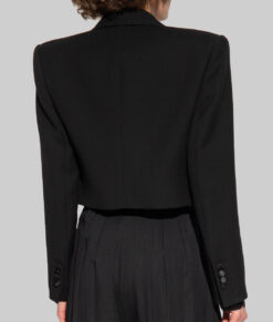 Victoria Justice Black Cropped Blazer - Victoria Justice Womens Black Cropped Blazer - Back View