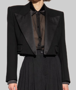 Victoria Justice Black Cropped Blazer - Victoria Justice Womens Black Cropped Blazer