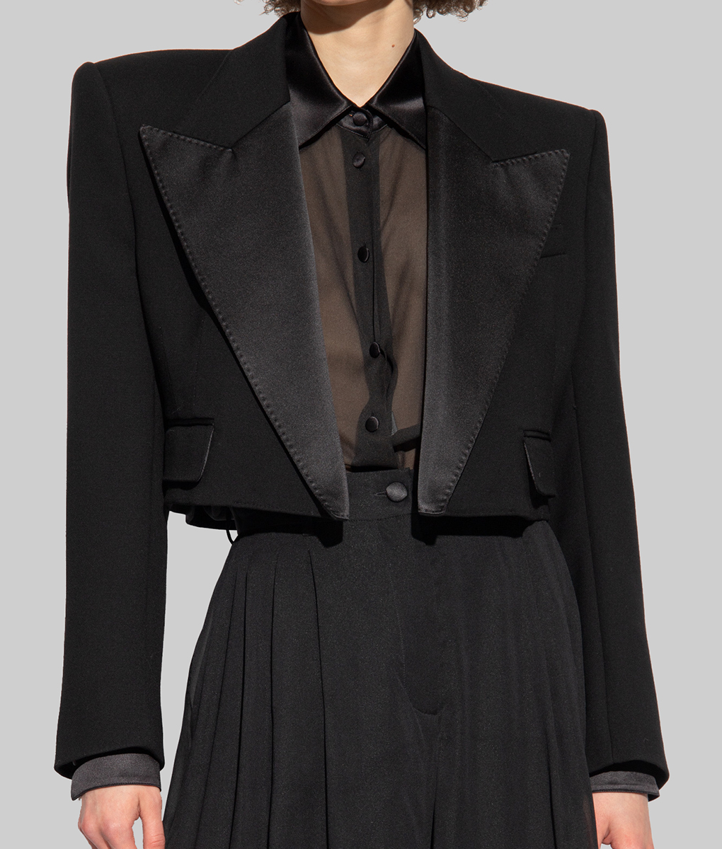 Victoria Justice Black Cropped Blazer - Victoria Justice Womens Black Cropped Blazer
