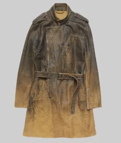 Ashley Graham Distressed Brown Belted Coat NYC Jackets