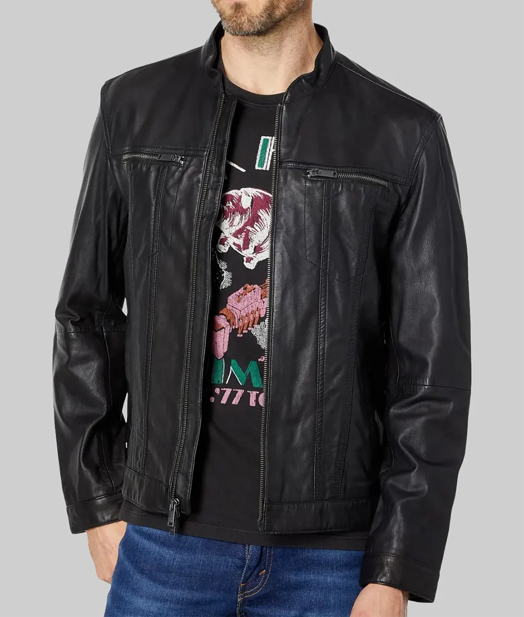Blue Bloods Donnie Wahlberg Black Biker Jacket - Blue Bloods Donnie Wahlberg Black Leather Biker Jacket-1