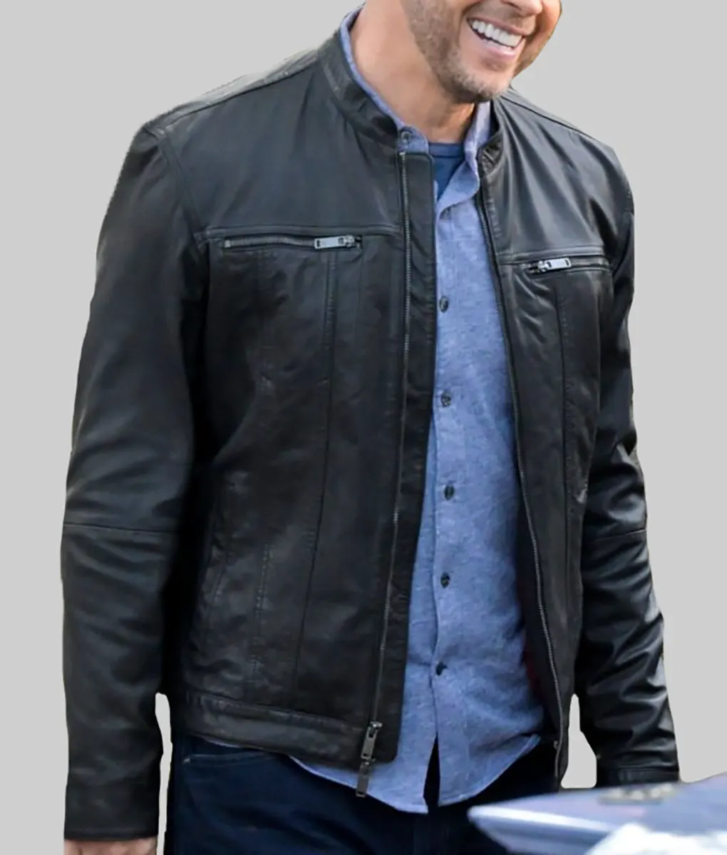 Blue Bloods Donnie Wahlberg Black Biker Jacket - Blue Bloods Donnie Wahlberg Black Leather Biker Jacket-2
