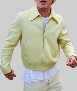 Brad Pitt Yellow Bomber Jacket - Brad Pitt Yellow Corduroy Bomber Jacket-2