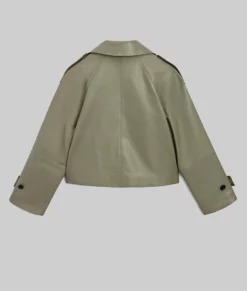 Grace Women's Pastel Green Cropped Leather Trench Coat | NYC