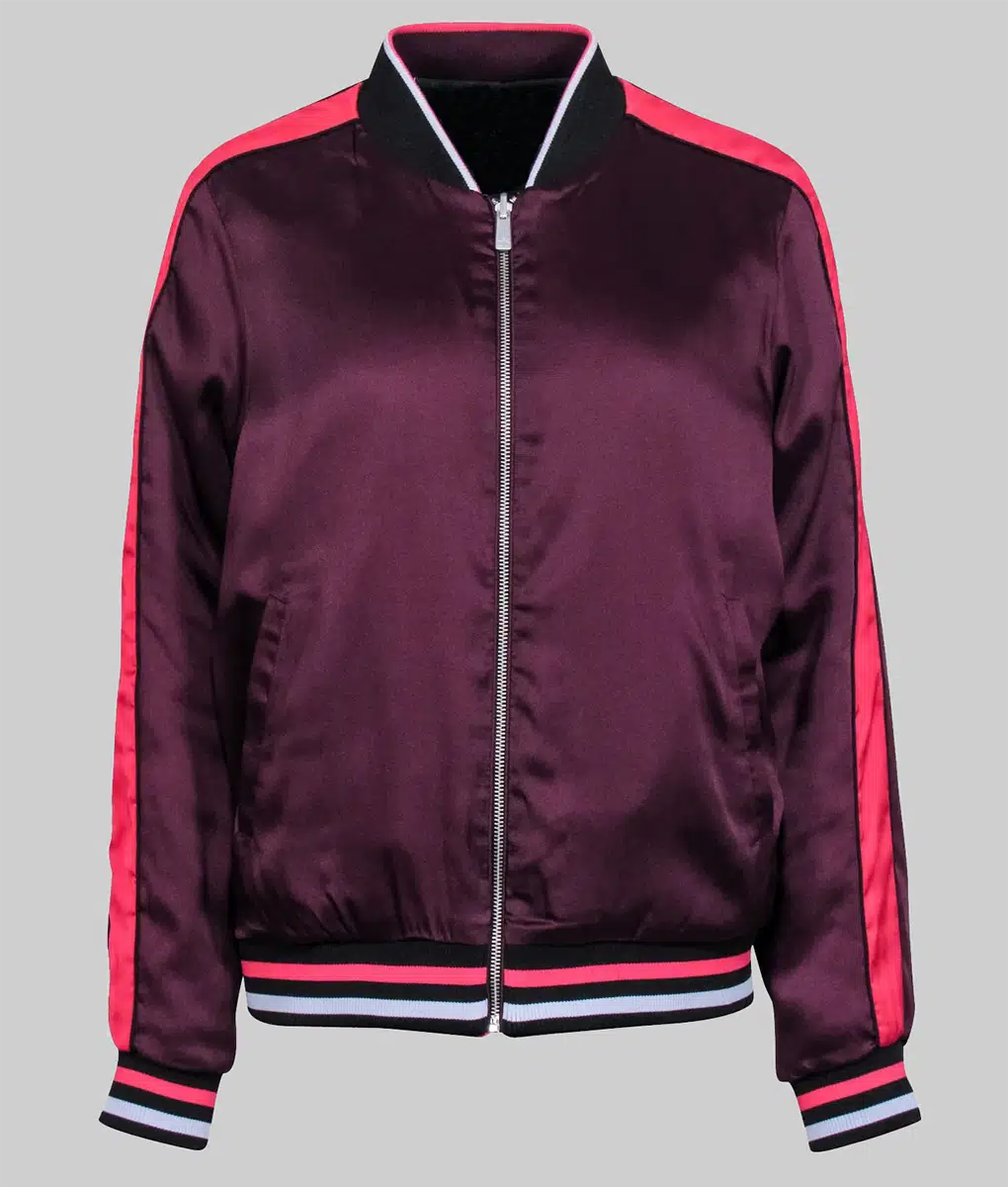 Jackpot Awkwafina (Katie) Burgundy Bomber Jacket NYC Jackets