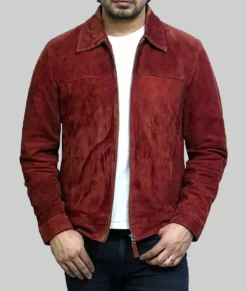 Ryan Reynolds Burgundy Suede Jacket - Ryan Reynolds Burgundy Suede Bomber Jacket-1