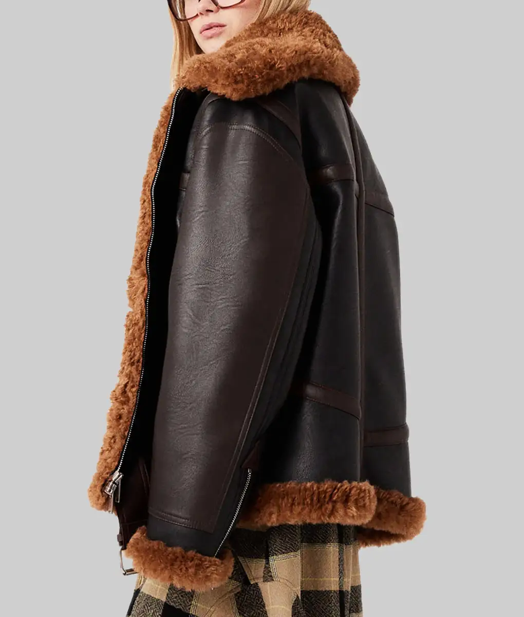 Stella McCartney Brown Leather Bomber Jacket | NYC Jackets
