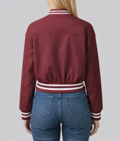 Adele Women's Burgundy Leather Varsity Jacket-Back