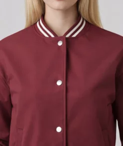 Adele Women's Burgundy Leather Varsity Jacket-Zoom