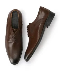 Bruce Mens Brown Leather Derby Shoes - Mens Brown Leather Derby Shoes-6