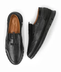 Devon Mens Black Dress Low Top Leather Sneakers - Mens Black Dress Low Top Leather Sneakers-2