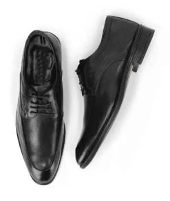 Dylan Mens Black Leather Derby Shoes - Mens Black Leather Derby Shoes-1