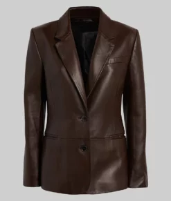 Gabrielle Union Leather Blazer - Gabrielle Union Brown Leather Blazer-4