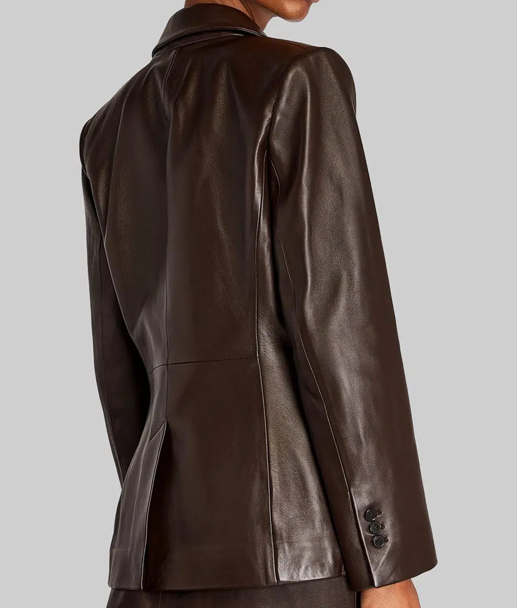 Gabrielle Union Leather Blazer - Gabrielle Union Brown Leather Blazer-1