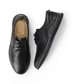 Jacob Mens Black Dress Low Top Leather Sneakers - Mens Black Dress Low Top Leather Sneakers-9