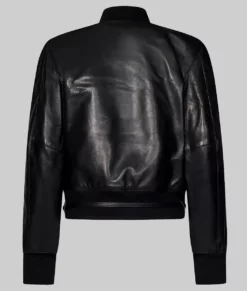 Jenna Women's Black Leather Varsity Jacket - Jenna Women's Black Varsity Jacket-1