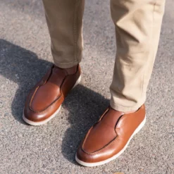 Jesse Mens Brown Dress Leather Loafers - Mens Brown Dress Leather Loafers-6