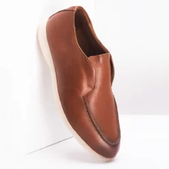 Jesse Mens Brown Dress Leather Loafers - Mens Brown Dress Leather Loafers-2