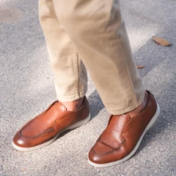 Jesse Mens Brown Dress Leather Loafers - Mens Brown Dress Leather Loafers-3