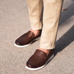 Jonah Mens Brown Casual Leather Loafers - Mens Brown Casual Leather Loafers-4